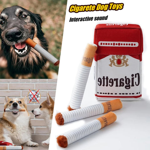 Cigarettes Dog Toy Imitation Cigar Giggles Sound Self-Entertaining Chew-Resistant Plush Grinding Teeth Small Dogs Medium Dogs