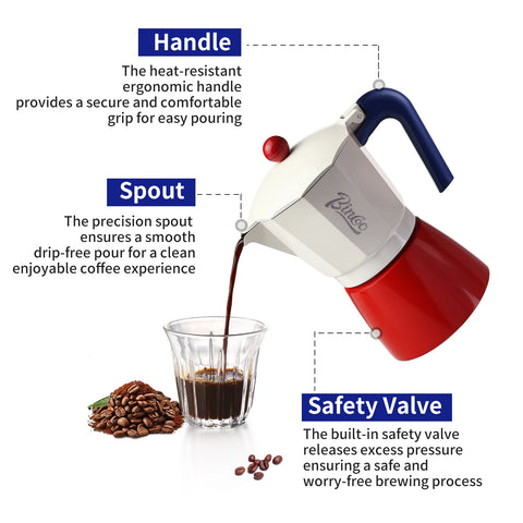 BINCOO 150ml/300ml Moka Pot，Coffee Pots，Mocha Pots，Stovetop Espresso Maker，Italian Coffee Maker，Stovetop Espresso Coffee Maker