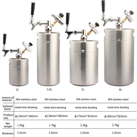 Stainless Steel Beer Kegs Tabletop Brewer Easy-to-operate Beater Suitable for Family Gatherings, Bars and Outdoor Travel