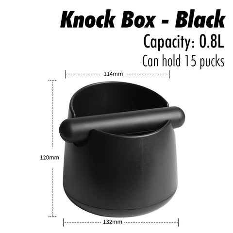 White Coffee Knock Box with Rubber Knock Bar 800ML Black Espresso Grounds Container Anti Slip Coffee Grind Waste Dump Bin