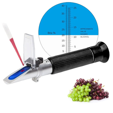 Wine Refractometer Brewing Measuring Sugar Content in Original Grape Juice & Predicting Wine Alcohol Brix 0-40% Alcohol 0-25% V