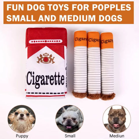 Cigarettes Dog Toy Imitation Cigar Giggles Sound Self-Entertaining Chew-Resistant Plush Grinding Teeth Small Dogs Medium Dogs