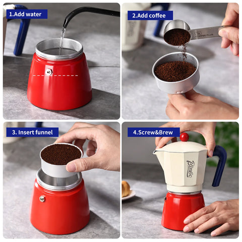 BINCOO 150ml/300ml Moka Pot，Coffee Pots，Mocha Pots，Stovetop Espresso Maker，Italian Coffee Maker，Stovetop Espresso Coffee Maker