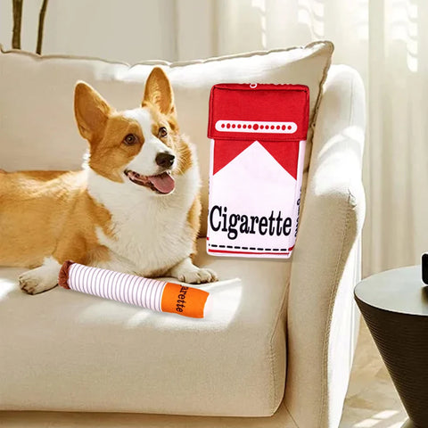 Cigarettes Dog Toy Imitation Cigar Giggles Sound Self-Entertaining Chew-Resistant Plush Grinding Teeth Small Dogs Medium Dogs